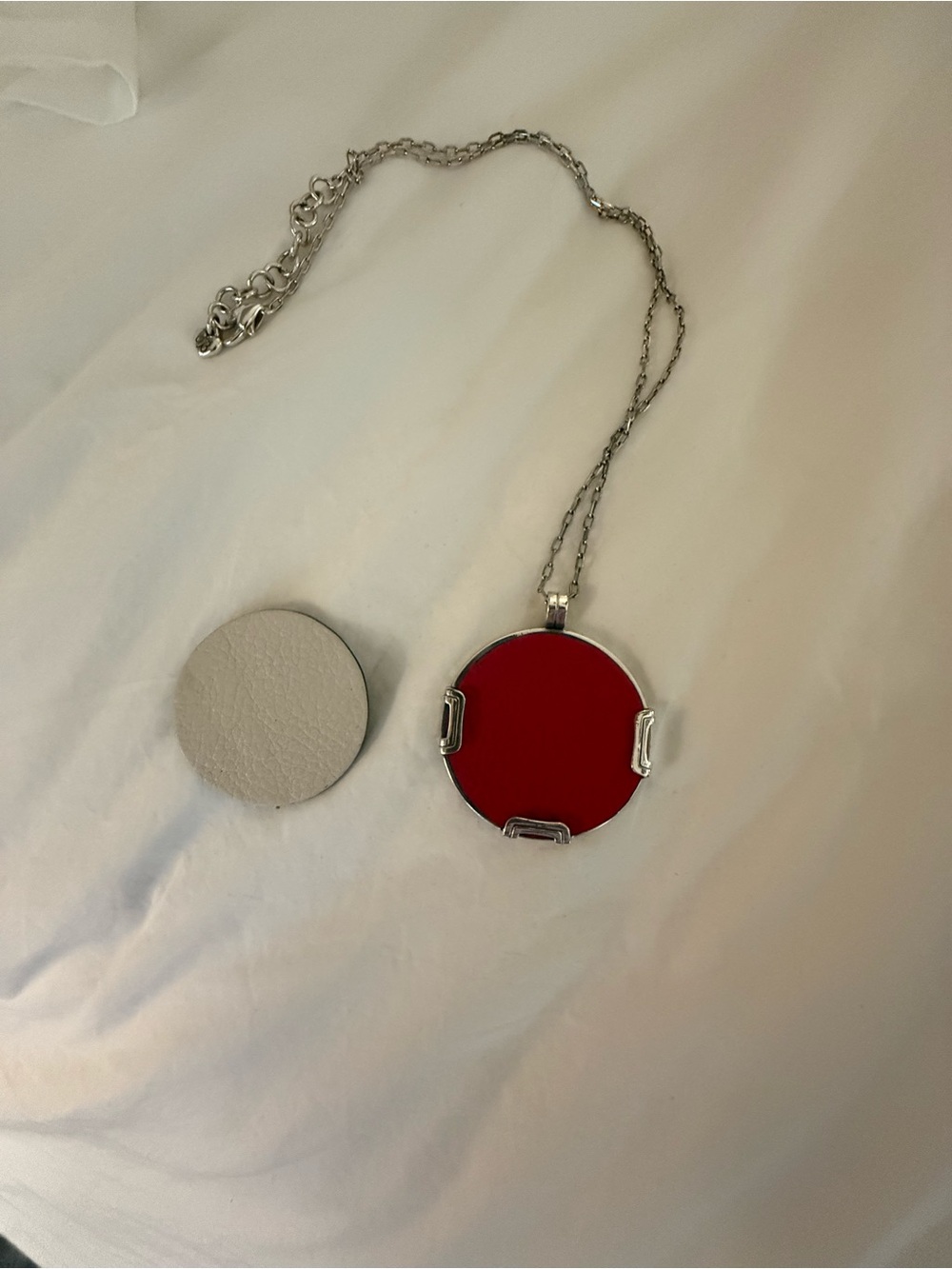 Brighton Silver Chain Necklace with Red Round Pendant